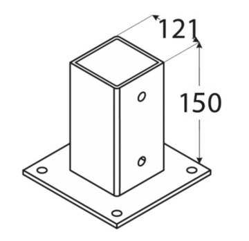 PODSTAWA WSPORNIK SŁUPA 121x150 MM PSP PROSTOKĄTNA KOTWA DO BETONU OGNIOWY