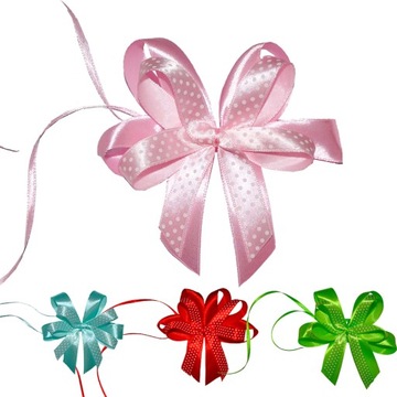 Бантик в горошек, атласная лента - 10 шт.