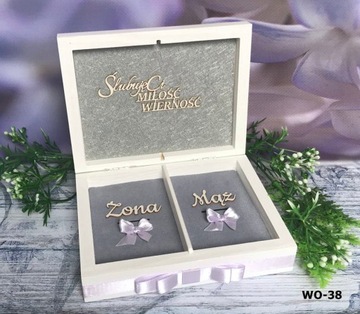 Коробка-конверт + комплект обручальных колец INITIALS