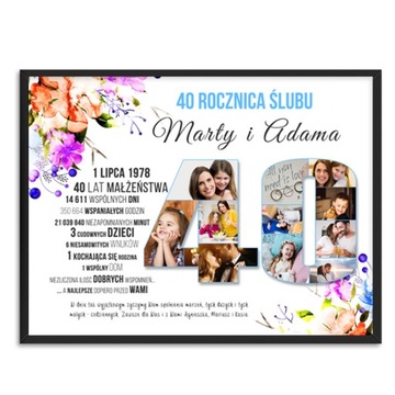 Prezent dowolna rocznica ślubu plakat + ramka a3