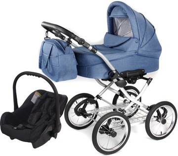 WÓZEK CLASSIC COMFORT+FOTELIK STYL RETRO KOŁA14