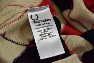 FRED PERRY SWETER V KLASYCZNY RETRO 1990 ROMBY /M