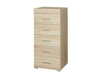 M-9 KOMODA SZAFKA dąb sonoma 5 szuflad wąska 50 cm