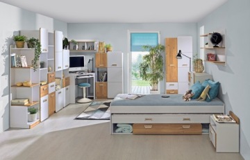 białe meble młodzieżowe LORENTO LOR#20 dąb nash