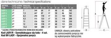 ЛЕСТНИЦА LADY5, АЛЮМИНИЕВАЯ ПРОФЕССИОНАЛЬНАЯ 5 СТУПЕНЕЙ