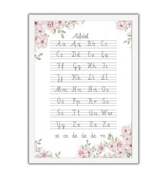 1 szt alfabet plakat edukacyjny pisany linie a3