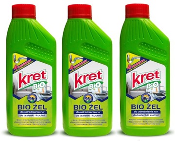Bio Kret BIOLOGICZNY UDRAŻNIACZ DO RUR 3x500 ml