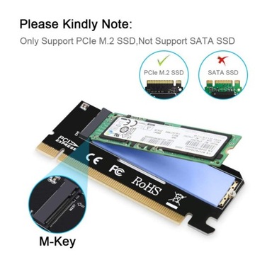 Адаптер M.2 NVMe M Key SSD — PCI-e x16 + радиатор