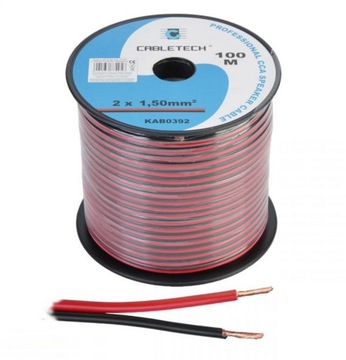 KABEL PRZEWÓD GŁOŚNIKOWY CCA 2x1,5m 100M HIT