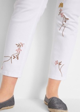 J2_БРЮКИ ДЛЯ МАТЕРИАЛОВ БЕЛЫЕ ДЖИНСЫ 7/8 ВЫШИВКА_48/50