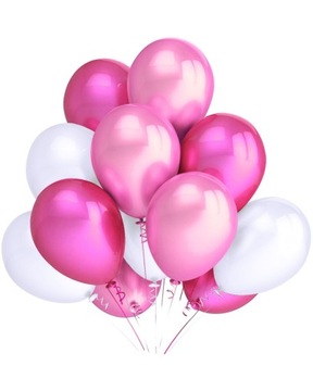 Balony jasne RÓŻOWE FUKSJA BIAŁE zestaw ROCZEK