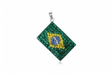 Wisiorek srebrn Flaga BRAZYLII PreciosaCrystal