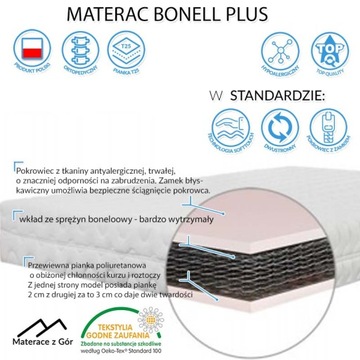 100x200 MATERAC SPRĘŻYNOWY BONELL DWUSTRONNY 19CM