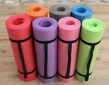 ZIELONA MATA GIMNASTYCZNA DO ĆWICZEŃ JOGI PILATESU FITNESS + TORBA I PASEK