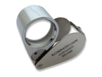 Lupa Jubilerska Lupka Chrom 30x 21mm 2x LED LP017