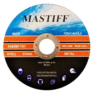 TARCZE TARCZA DO CIECIA METALU 125/1,6 mm Mastiff