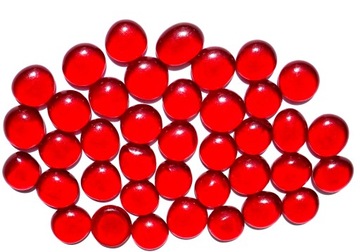 PASTYLKI SZKLANE KAMIENIE RED fi.2 CM CZERWONE TRANSPARENTNE 35 szt RED