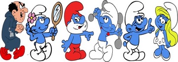 SMERFY i Gargamel naklejki ścienne 170 x 60cm