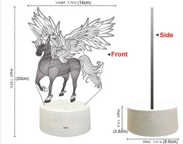 3D НОЧНИК ЕДИНОРОГА, ПУЛЬТ ДИСТАНЦИОННОГО УПРАВЛЕНИЯ, ПОДАРОК