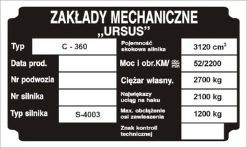 URSUS C355 C355 C360 C4011 ТАБЛИЧКА ІДЕНТИФІКАЦІЙНА  фото 3