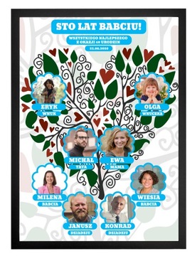 DRZEWO GENEALOGICZNE A3 PREZENT DLA DZIADKA BABCI