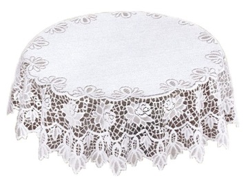 BIAŁY OBRUS ŻAKARDOWY OKRĄGŁY ŚR 100cm 202543/100y
