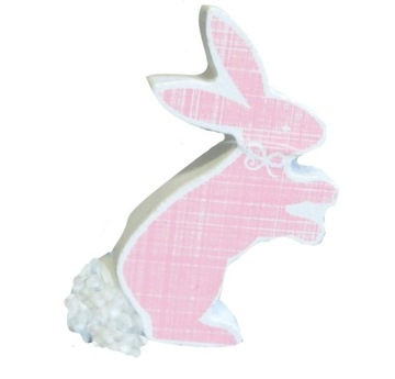 ZAJĄC ZAJĄCZEK DREWNIANY RÓŻOWY 8cm