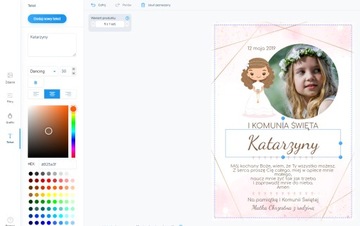 PAMIĄTKA I KOMUNIA ŚWIĘTA ze zdjęciem KREATOR