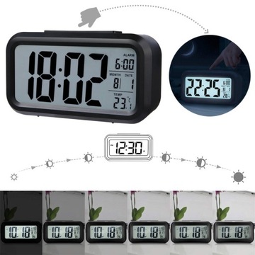 ЧАСЫ будильник термометр + АВТОМАТИЧЕСКАЯ ПОДСВЕТКА