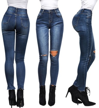 #M811 Приталенные джинсы скинни с дырками S