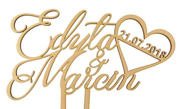 Свадебный топпер ИМЕНА + ДАТА деревенский деревянный