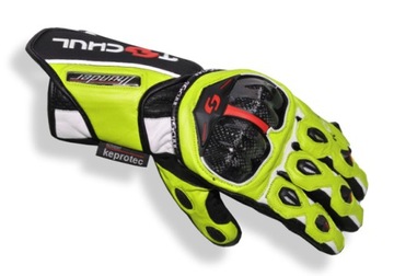 TSCHUL 250 - RĘKAWICE SKÓRZANE CARBON - NEON r. S