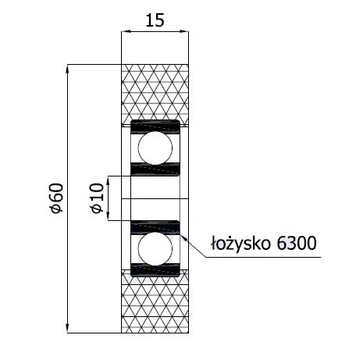 РОЛИК РОЛИК 60 мм ДАВЛЕНИЕ ДАВЛЕНИЕ РОЛИК ширина 15 мм