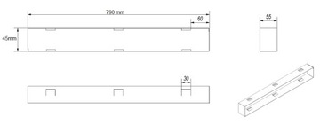 Карманная монтажная рамка-решетка TUNEL LUFT 60x800
