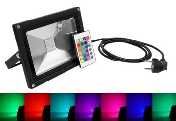 REFLEKTOR HALOGEN LED 20W RGB + PILOT + kabel 10m