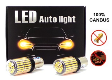 2x LED P21W BA15S 12-24V CANBUS pomarańczowe mocne