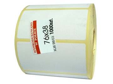 Etykiety termotransferowe BIAŁE papierowe 76x38 FV