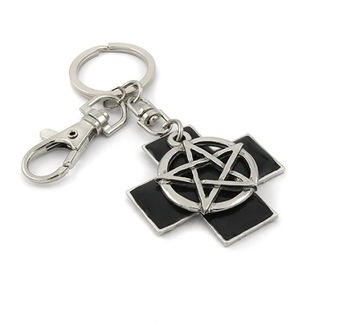 BRELOK PENTAGRAM BLACK CROSS
