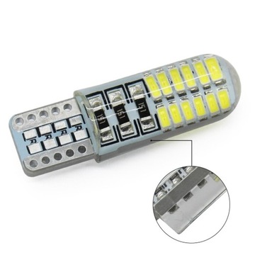 СВЕТОДИОДНАЯ ЛАМПОЧКА 24 SMD 3014 W5W T10 СИЛИКОНОВАЯ СТОЯНОЧНАЯ ФОНА