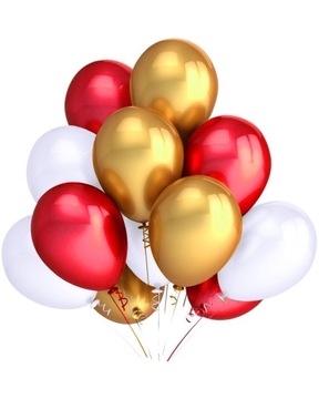 Balony zestaw balonów BIAŁE ZŁOTE CZERWONE 12szt