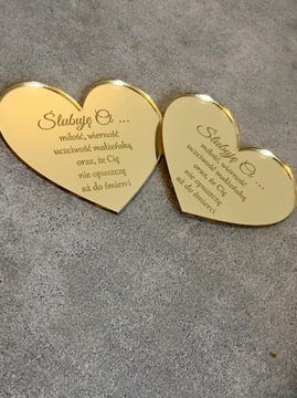 Гравировка сердце с клятвой, 7х7 см, золотое зеркало