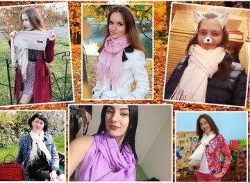 PIĘKNY DUŻY SZAL szalik PASTELE kaszmirowy NIEBIES