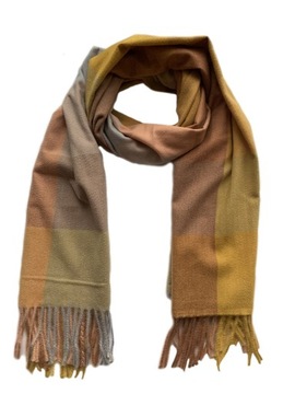 MODNY SZALIK SZAL DUŻY KRATA FRĘDZLE ELEGANCKI