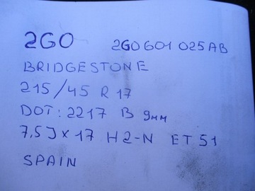 ЗАПАСНОЕ колесо VW POLO 2G0 R17 2G0601025AB