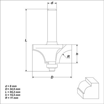 Frez do łuków, z prowadzącym łożyskiem