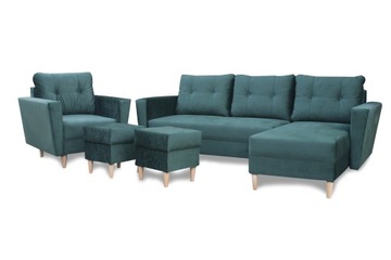 Комплект для отдыха Oslo - угловой диван, кресло + пуфы