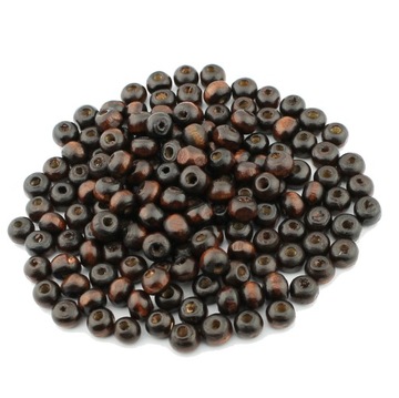 KORALIKI DREWNIANE DREWNO BRĄZ 6mm 150szt