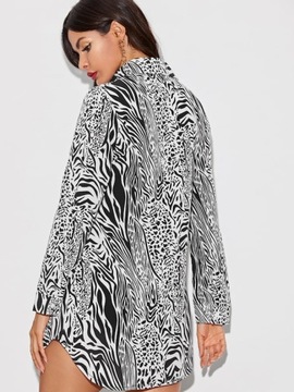 Sukienka koszulowa tunika koszula luźna czarno biała w zebrę wzór zebra
