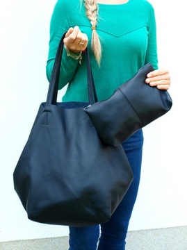 КОЖАНАЯ СУМКА-ШОППЕР КОСМЕТИЧЕСКАЯ СУМКА 2В1