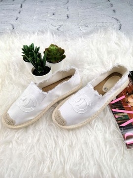 ТЕННИСНЫЕ ОБУВИ БАЛЕРИНЫ ЭСПАДРИЛЕ КРОССОВКИ БЕЛЫЕ 39